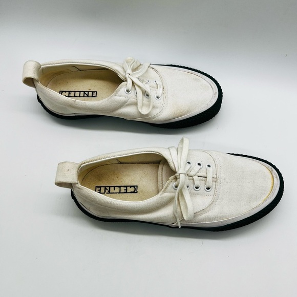 Celine Paris Classic White Canvas Sneakers with Hunter Green soles size 8 - Picture 8 of 15